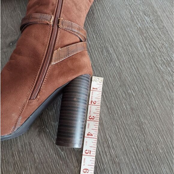 JustFab Brown Heeled Boots - Picture 8 of 14